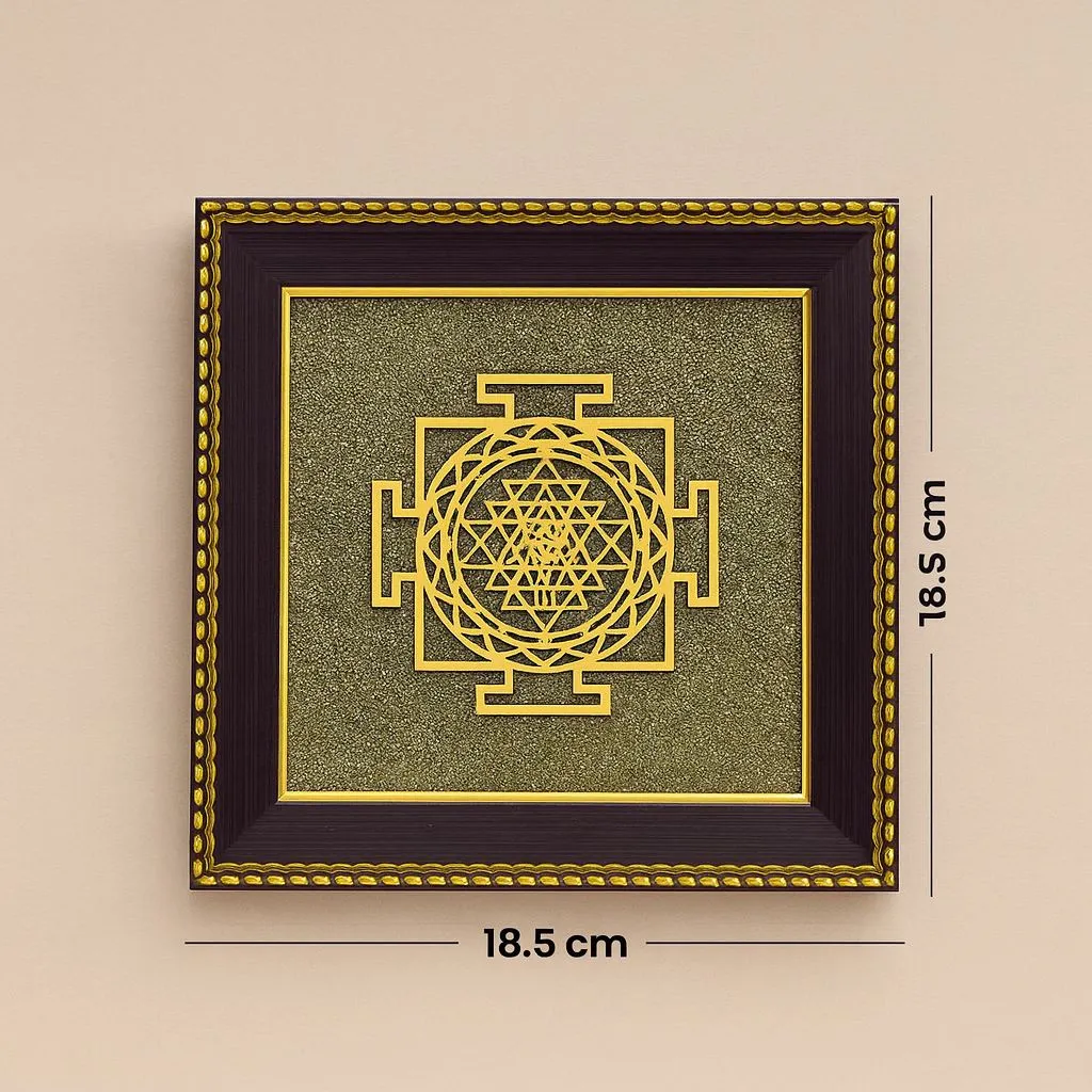 Shree Yantra on Raw Pyrite Frame